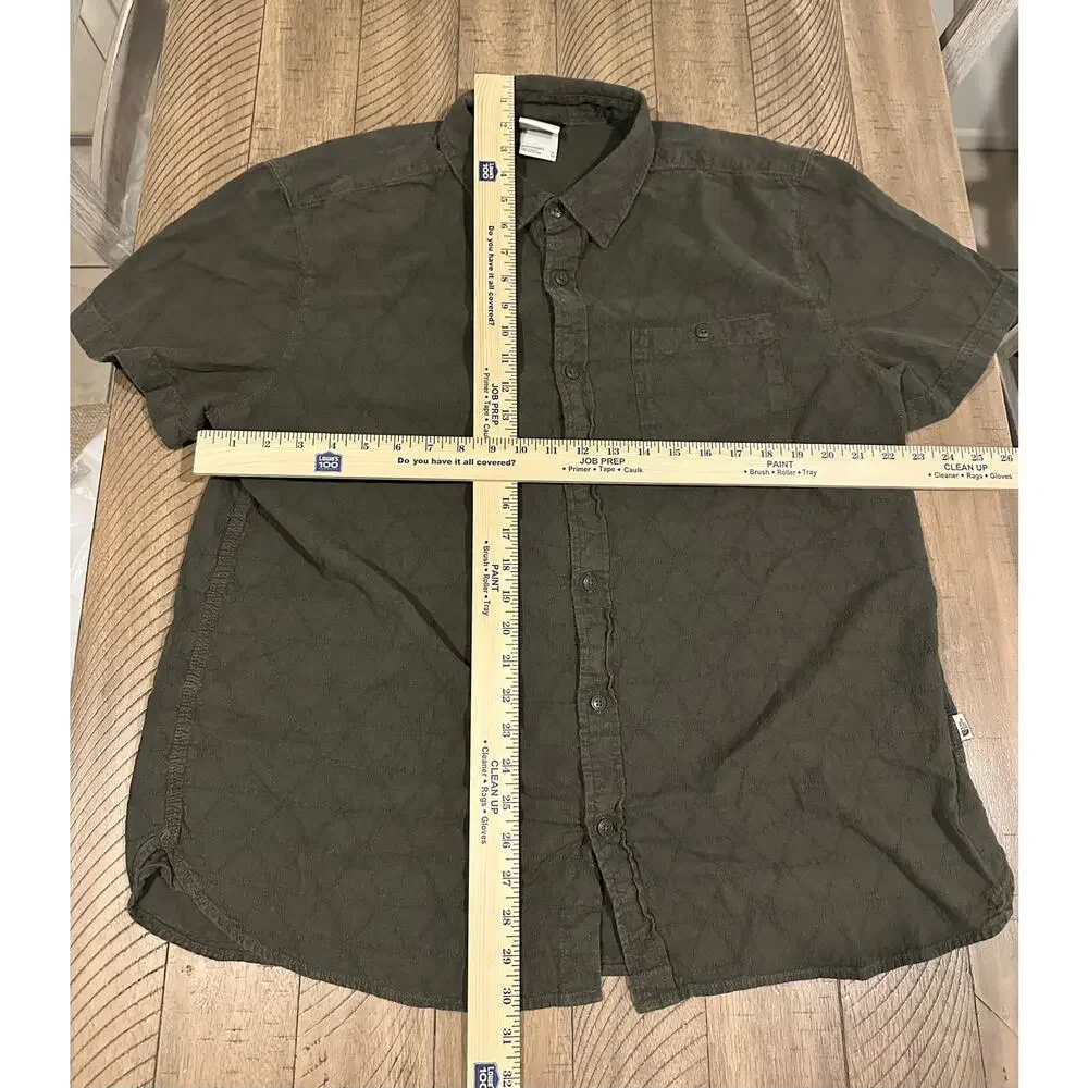 The North Face Men's Green Short Sleeve Button-Down Shirt Size XL Cotton Hemp